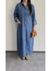 Mavi Premium Kot Cep Detaylı Gömlek Elbise
