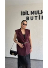 Mürdüm Vatkalı Premium Blazer Yelek
