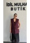 Mürdüm Vatkalı Premium Blazer Yelek