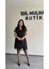 Siyah Dantel Detaylı Kruvaze Blazer Elbise