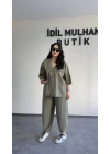 Haki Tek Düğmeli Bohem Tensel Takım