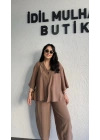 Kahverengi Tek Düğmeli Bohem Tensel Takım