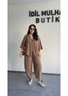 Kahverengi Tek Düğmeli Bohem Tensel Takım