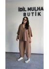 Kahverengi Tek Düğmeli Bohem Tensel Takım