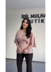 Pudra Pembe Nisbet Kumaş Bağcıklı Bluz