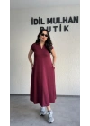 Bordo Cepli Oysh Kumaş Maxi Elbise