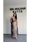 Tek Omuz Renk Geçişli Organze Elbise