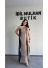 Tek Omuz Renk Geçişli Organze Elbise