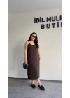 Kahverengi Ayarlanabilir Askılı Elbise