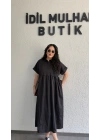 Siyah Cep Detaylı Poplin Elbise