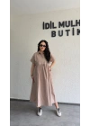 Vizon Cep Detaylı Poplin Elbise