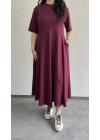 Bordo Oysh Kumaş Godeli Elbise