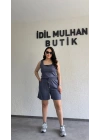 Antrasit Oysh Kumaş Şortlu Takım