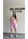 Pembe Oysh Kumaş Şortlu Takım