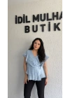 Bebe Mavisi Kruvaze Yan Bağcıklı Organze Bluz