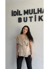 Taş Kruvaze Yan Bağcıklı Organze Bluz