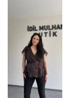Kahverengi Kruvaze Yan Bağcıklı Organze Bluz