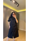 Siyah Süs Cep Detaylı Poplin Elbise