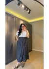 Beyaz Gömlek Yaka Eteği Puantiyeli Elbise