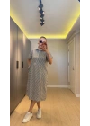 Siyah Pamuklu Çizgili Gömlek Elbise