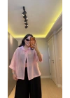 Pudra Rengi Oversize Yarım Kollu Gömlek