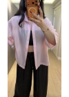 Pudra Rengi Oversize Yarım Kollu Gömlek