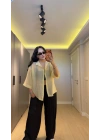 Sarı Oversize Yarım Kollu Gömlek