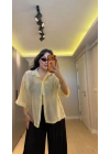 Sarı Oversize Yarım Kollu Gömlek