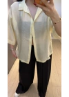 Sarı Oversize Yarım Kollu Gömlek