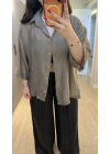 Haki Oversize Yarım Kollu Gömlek