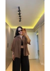 Kahverengi Oversize Yarım Kollu Gömlek