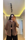 Kahverengi Oversize Yarım Kollu Gömlek