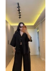 Siyah Oversize Yarım Kollu Gömlek