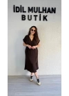 Acı Kahve Aerobin Kumaş Kuşaklı Elbise