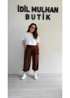 Acı Kahve Pileli Şalvar Pantolon