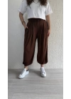 Acı Kahve Pileli Şalvar Pantolon