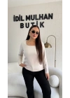 Bej Kare Yaka Oysh Kumaş Bluz