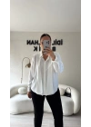 Beyaz Çıkarılabilir Fularlı Gömlek