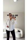Beyaz Çıkarılabilir Fularlı Gömlek