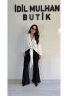 Beyaz Gold Tokalı Bağlamalı Bluz