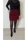 Bordo Çift Yırtmaçlı Şort Etek