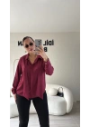 Bordo Çıkarılabilir Fularlı Gömlek