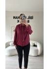 Bordo Çıkarılabilir Fularlı Gömlek