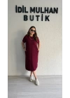 Bordo Oysh Kumaş Basic Elbise