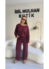Bordo Oysh Kumaş Beli Lastikli Takım