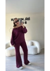 Bordo Oysho Kumaş Asimetrik Yaka Takım