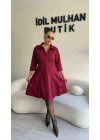Bordo Scuba Nubuk Godeli Elbise