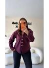 Bordo Silver Düğmeli Triko Hırka