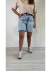 Buz Mavisi Denim Şort