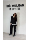 Çift Şerit Detaylı Siyah Alt Üst Takım